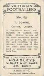 1933 Hoadley's Victorian Footballers #82 Tommy Downs Back